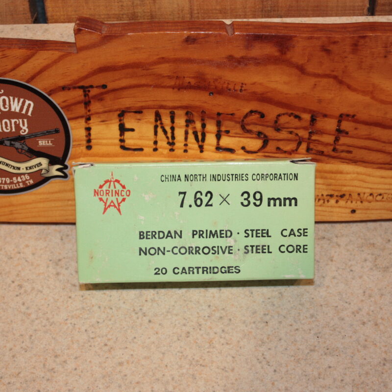 7.62x39 Ammunition Chinese Steel Core 20 Round Green Box FMJ