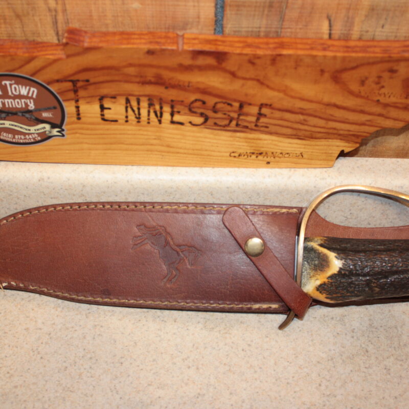 Colt Col. John S. Mosby Brass Handguard Knife w/ Sheath and Bone Handle 10.5" Blade (K #2)